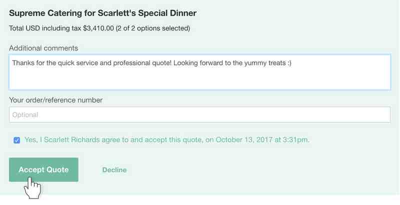 Showing how simple it is for a customer to accept the quote
